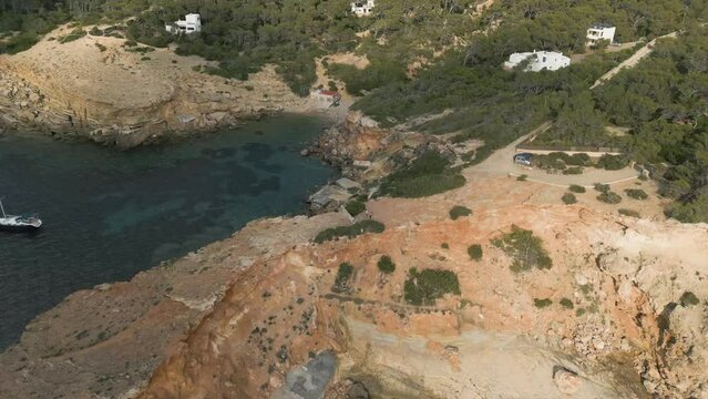 Vista a&eacute;rea Punta Galera, costa de Ibiza.