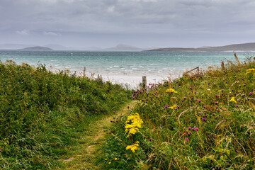 Path to the sea, Traigh Mhor beach, Isle of Barra, Scotland.
