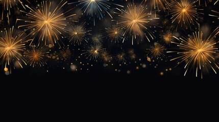 Banner with fireworks on light black background