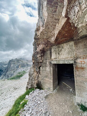 WW1 tunnel in Dolomites, Monte Paterno, Tre Cime, Ferata De Luca-Innerkofler