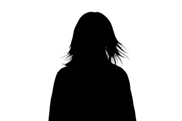 Black silhouette of an unknown person on a white background. - obrazy, fototapety, plakaty