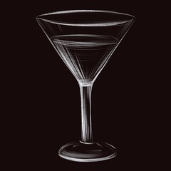 glass cocktail glass hand-drawn in chalk