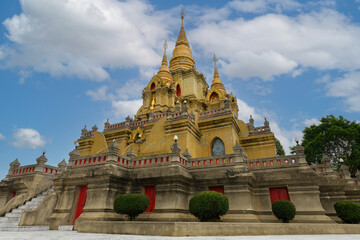 The golden pagoda in Buddhadhiwat Temple. Located in Betong Yala, Thailand, travel
