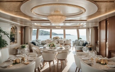 table setting in a italian yacht restaurant