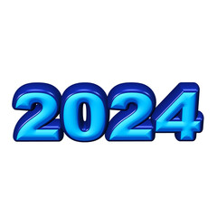 3D render number of year 2024 blue glossy
