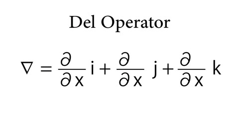 The del operator, nabla operator vector calculus. - obrazy, fototapety, plakaty