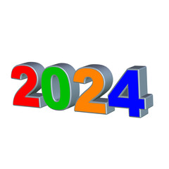 3D render number of Year 2024 line silver and color