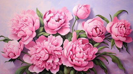  a painting of pink flowers on a purple and pink background.  generative ai