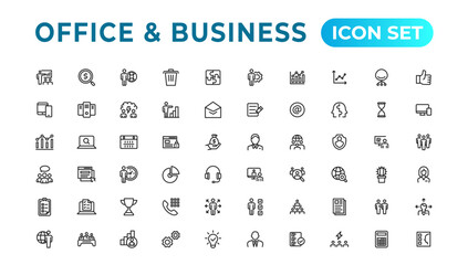 Business and Finance web icons in line style. Money, bank, contact, infographic. Icon collection. Vector illustration. - obrazy, fototapety, plakaty
