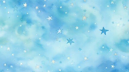 Fototapeta na wymiar a blue sky with white stars and a few clouds in the background. generative ai