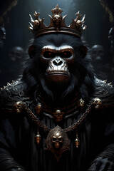Obraz premium Sinister Ape: Crowned Lord of Skulls
