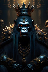 Obraz premium Sinister Ape: Crowned Lord of Skulls