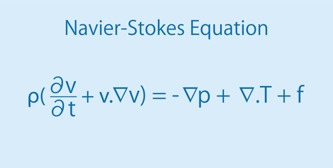 Navier–Stokes equations. partial differential equations. Physics resources for teachers and students. - obrazy, fototapety, plakaty