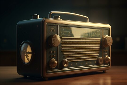 3D illustration of a vintage radio. Generative AI