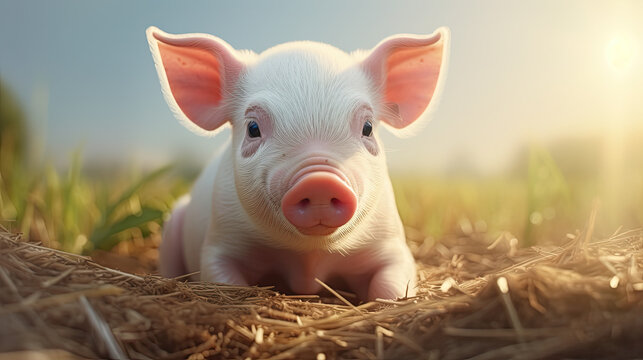 Up-close Portrait of a Piglet Created with Generative AI	