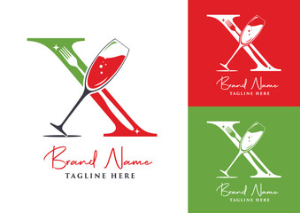 Letter X food logo design template