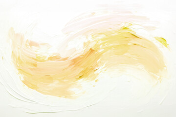 Wave of light beige oil brush hand drawn stroke on white background. Abstract varnish splash trace...