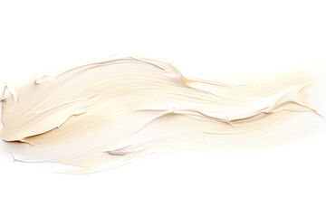 Wave of white oil brush hand drawn stroke on white background. Abstract varnish splash trace shape. Glossy oil paint smear long line. Template. Neutral background for your design