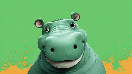  a cartoon hippopotamus is smiling for the camera.  generative ai