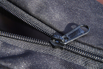 Zipper black bag backpack textile accessories macro