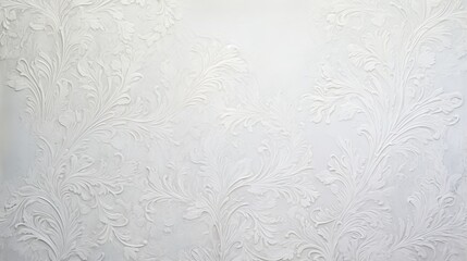  a white wall with a pattern of flowers and leaves on it.  generative ai