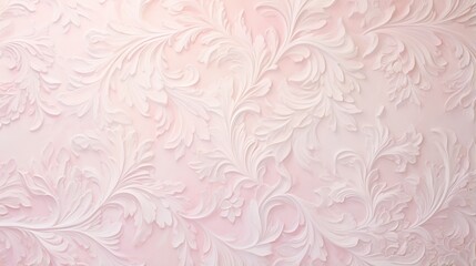  a pink wall with a pattern of white flowers on it.  generative ai