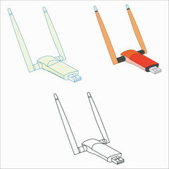 L-Link USB WiFi Adapter Connection for Desktop PC and Laptop, Vector, Illustration, Art