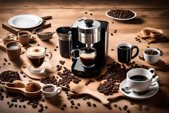 Generate a picture of a high-quality coffee machine or a gourmet coffee set, ideal for a coffee enthusiast's Christmas present