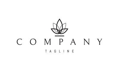 A vector logo with an abstract image of a flower bud with a drop flowing from it.