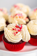 Red Velvet Cupcakes with White Chocolate Ganache Frosting