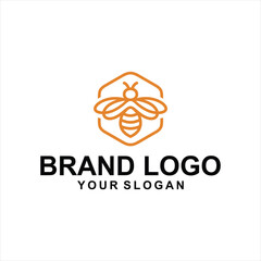 hexagon bee animals abstract logo vector