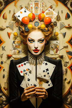 Femme maquill&eacute;e tireuse de carte 