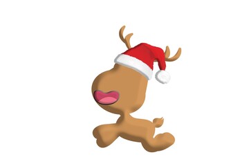 reindeer with red mouth on a white background