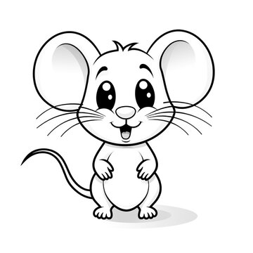 Mouse, colouring book for kids, vector illustration 
