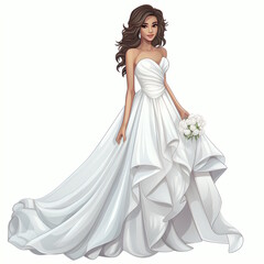 Fototapeta premium Bridal Full Dress in Vector Illustration