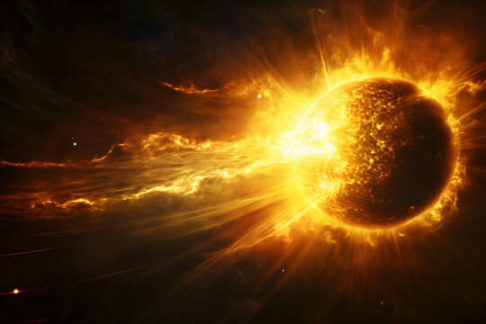 solar storm in universe, magnetic wave, extreme power, sun