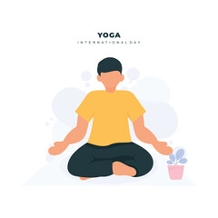 Flat yoga logo concept design template or vector illustration
