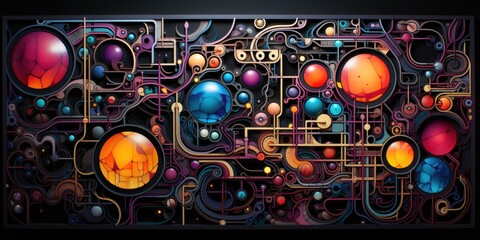 A picture of a very colorful art work. AI image.