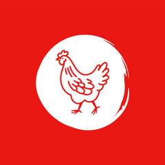 Chicken Icon Monoline Simple Logo