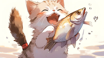 cat catch fish