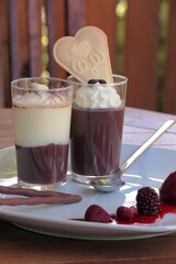 Schoko Sahnepudding mit Waffel