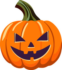 Halloween scary pumpkin in purple in cartoon style without outline