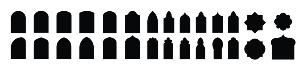 Islamic door silhouette - obrazy, fototapety, plakaty
