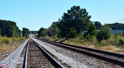 Railroad tracks at rural Georgia, USA