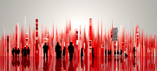 Abstract colorful  glitch lines background with people