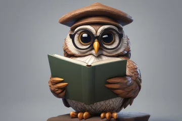 Rolgordijnen 3d illustration of book with owl, reading concept 3d illustration of book with owl, reading concept 3d rendering of an owl on a book © Shubham