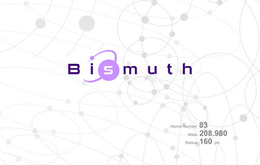 Modern logo design for the word Bismuth which belongs to atoms in the atomic periodic system.
