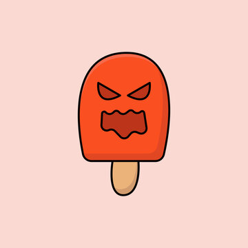Halloween pumpkin ice cream cartoon vector