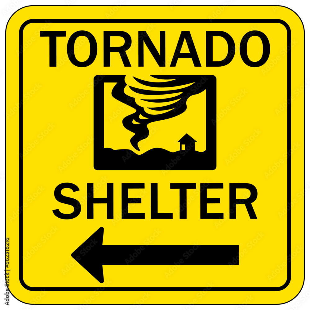 Canvas Prints tornado shelter sign and labels