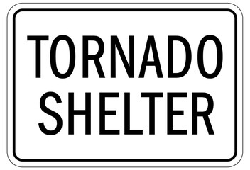 Tornado shelter sign and labels